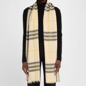 Burberry Check Wool Scarf - Color: Candle